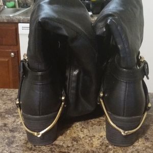 Black leather boots